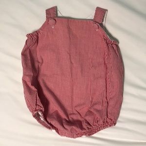 Baby red gingham bubble 6 month